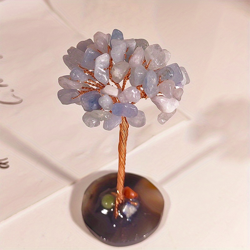 Natural Crystal Fortune Tree Ornaments with Agate Base Handicrafts